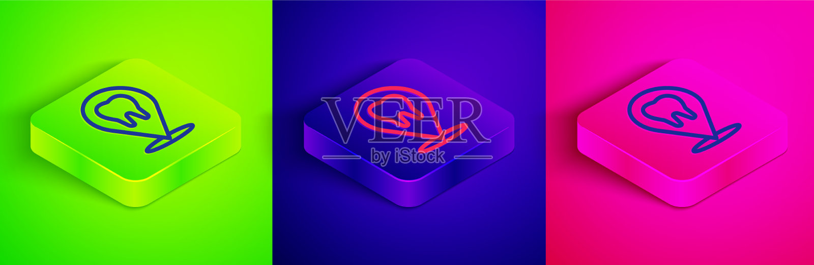 牙科诊所等距线定位图标插画图片素材