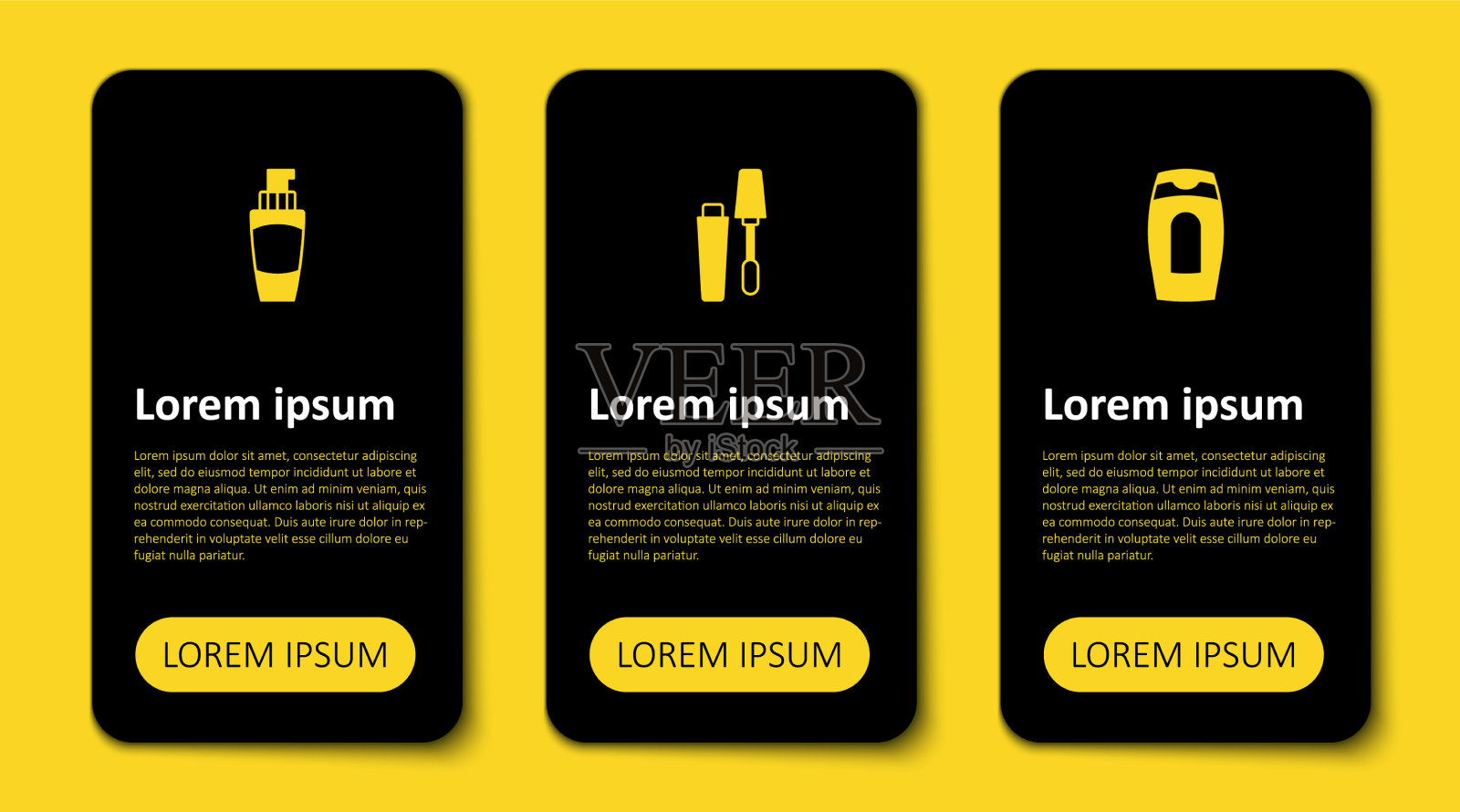 将睫毛膏和洗发香波装在刷子和管手上插画图片素材