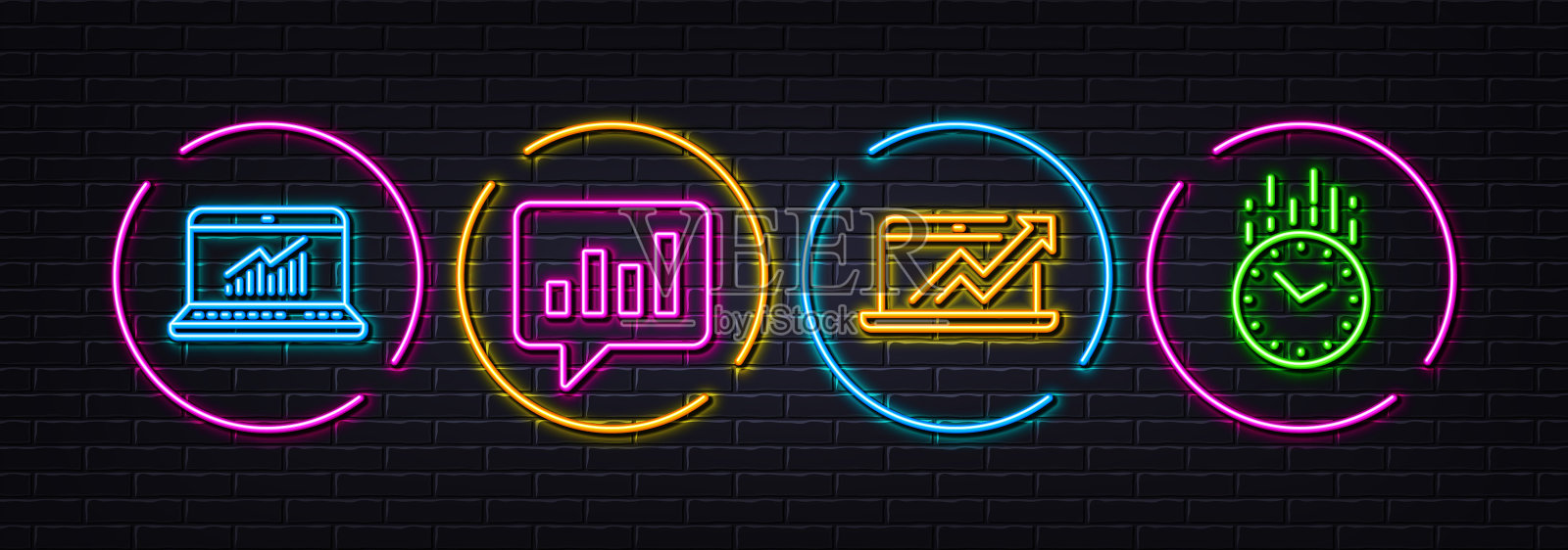 销售图表分析聊天和在线插画图片素材