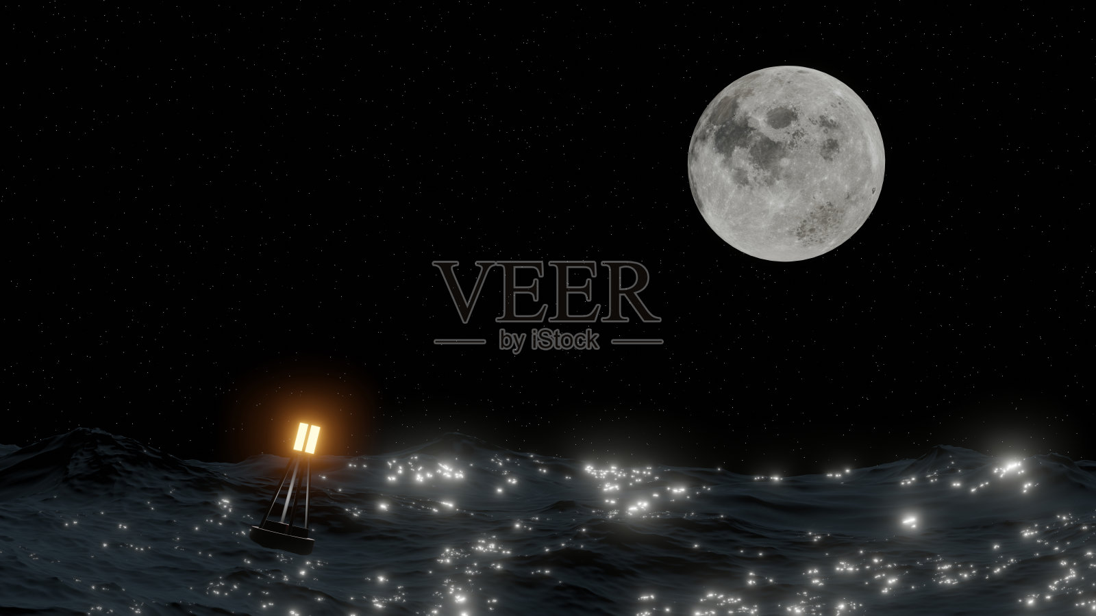 在月圆之夜发出信号照片摄影图片