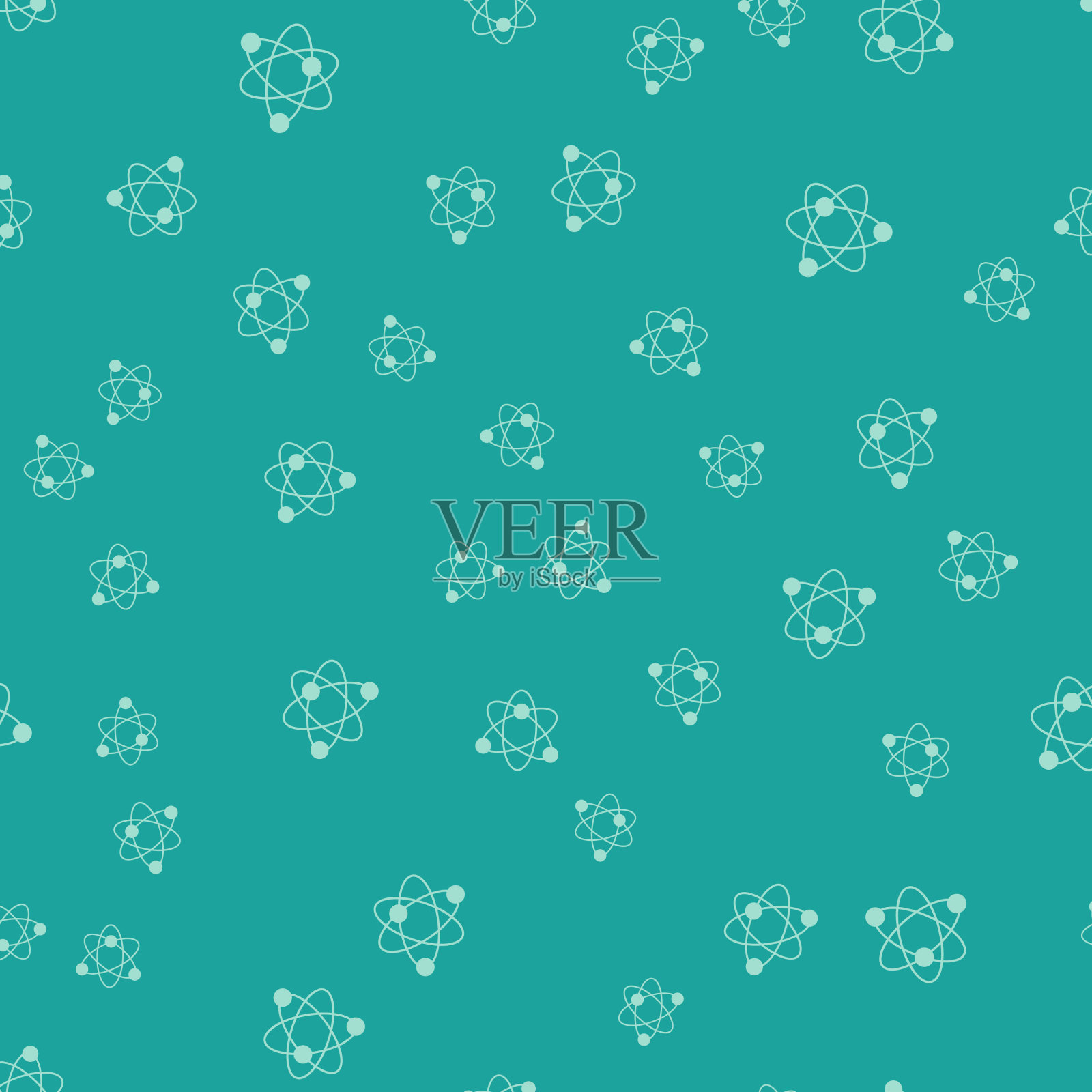 绿色原子图标孤立无缝图案上绿色插画图片素材
