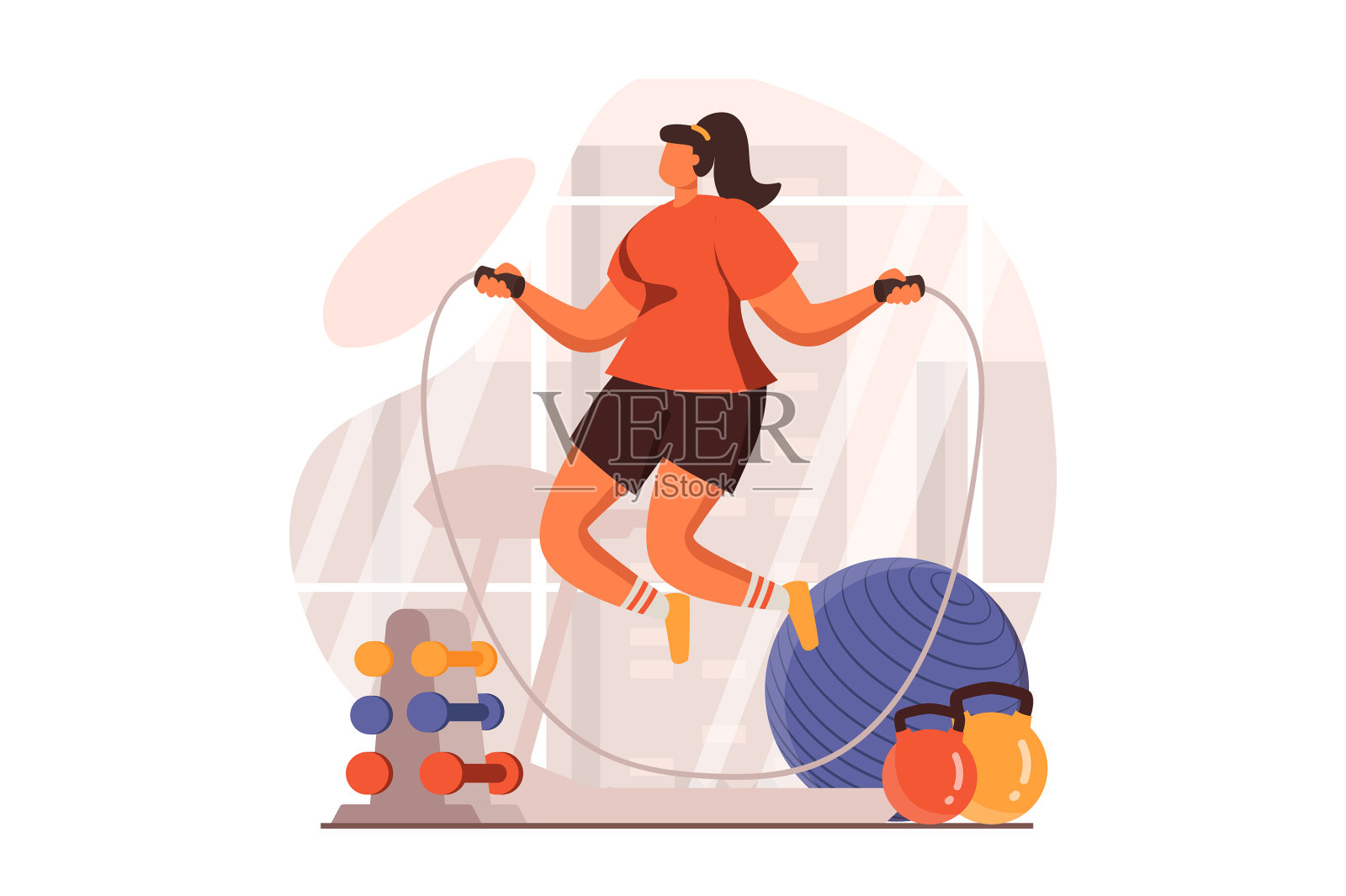 健身网概念在平面设计女人跳上设计元素图片