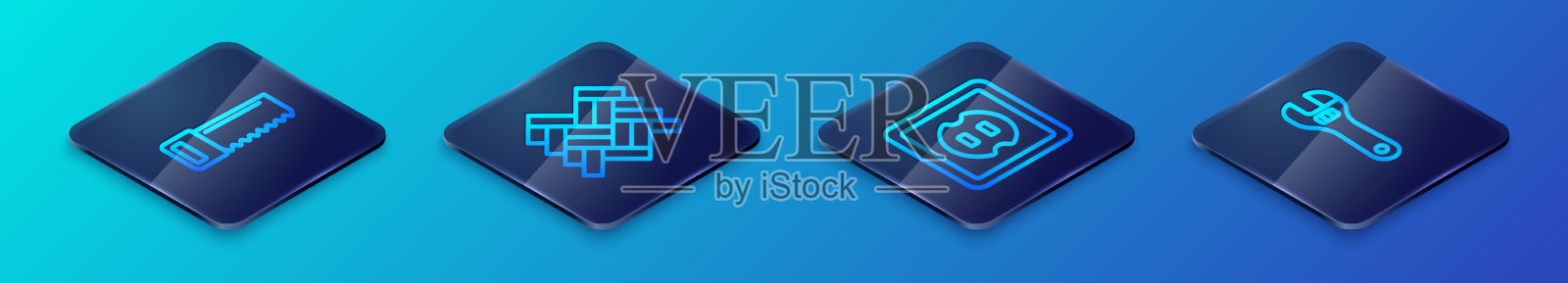 设置等距线电出口手锯图标素材