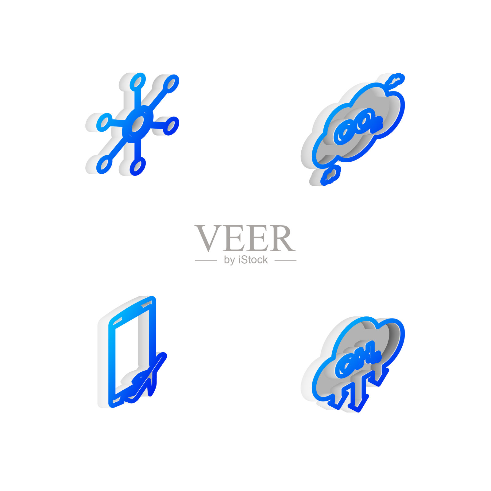 在云网络中设置等距线co2排放量图标素材
