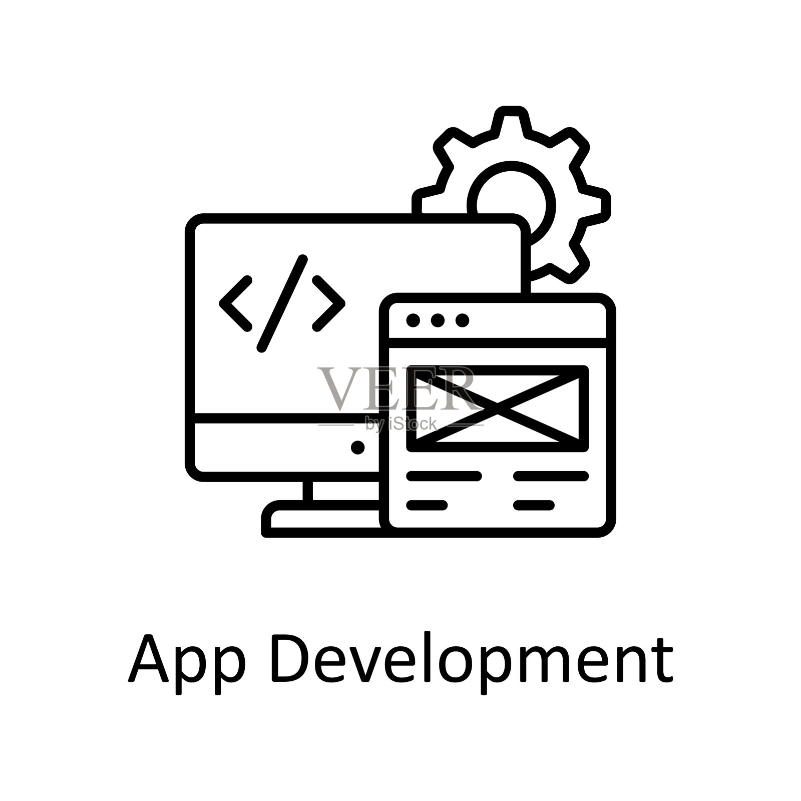 App开发矢量大纲图标设计插图。杂项符号白色背景EPS 10文件插画图片素材