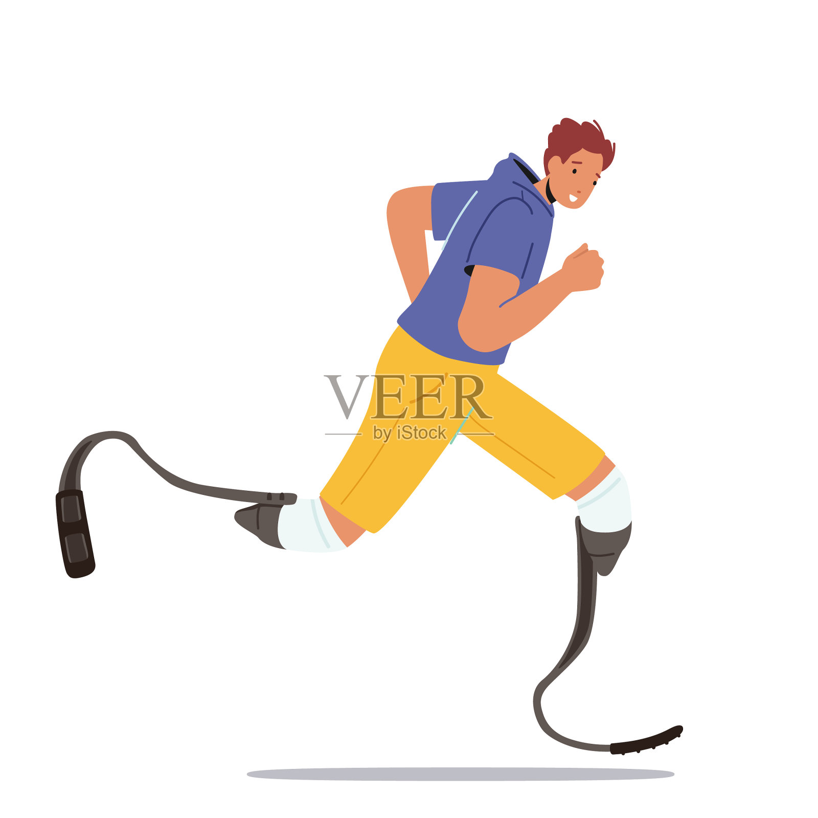 截肢男子单身跑马拉松设计元素图片