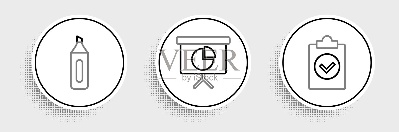 设定行完成任务的笔和记号笔图标素材