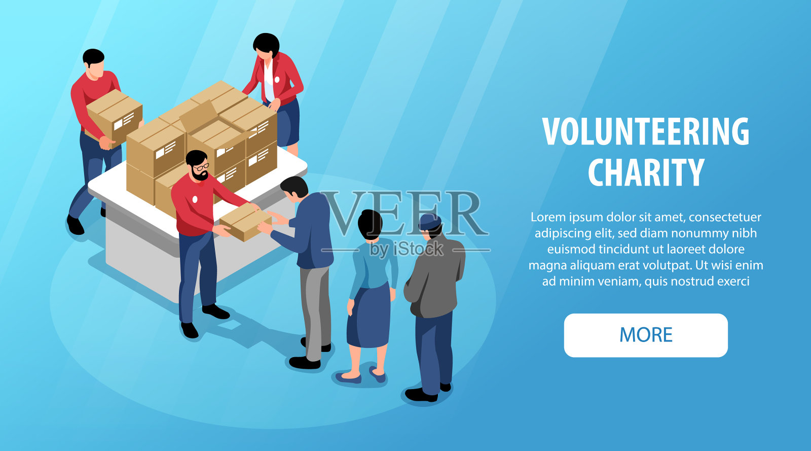 慈善等距横幅设计模板素材