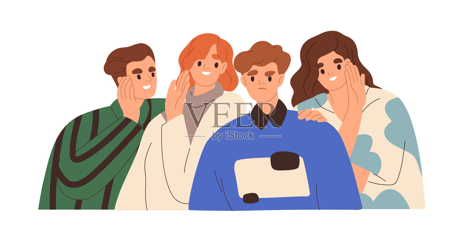 人们窃窃私语着坏消息和谣言设计元素图片