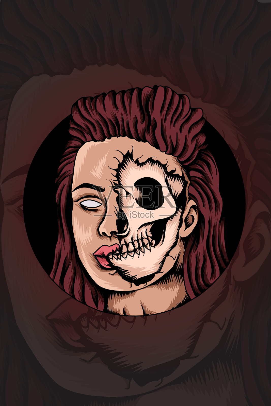 洞人头插画图片素材