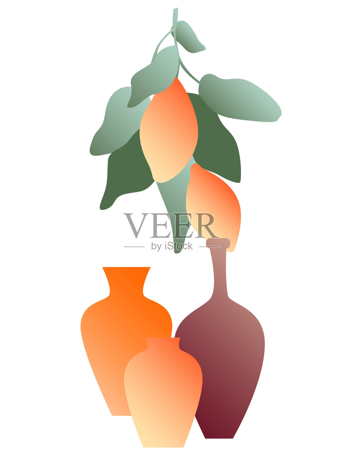 渐变纹理花瓶剪影极简复古简单图标图案背景设计插画图片素材