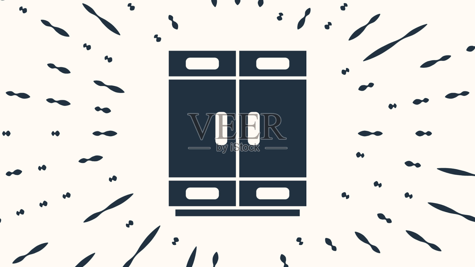 灰色衣柜图标孤立在米色背景插画图片素材