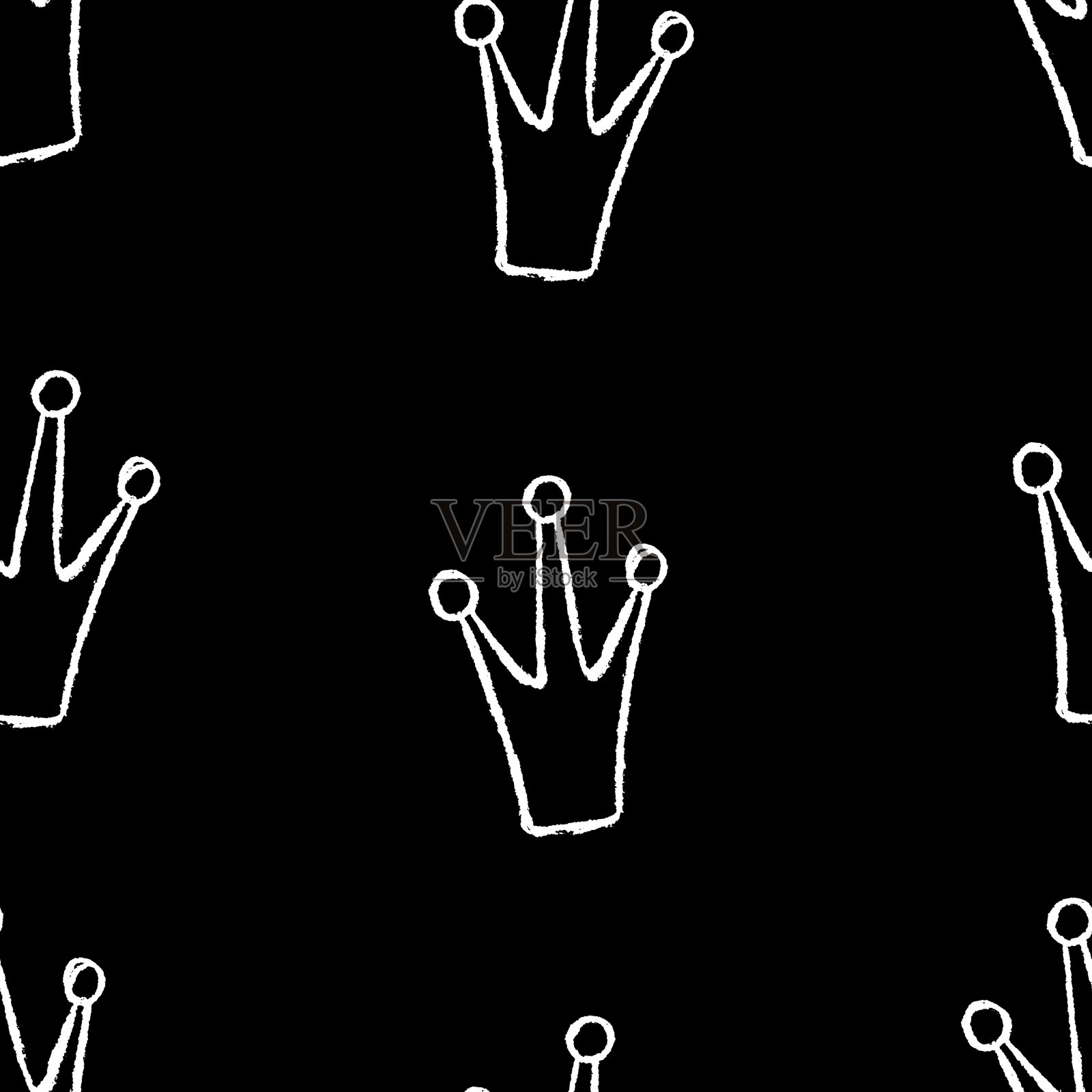 单色皇冠的无缝图案插画图片素材