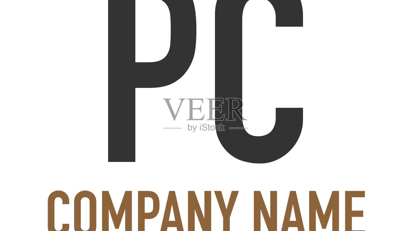 首字母PC vintage圆线模板插画图片素材