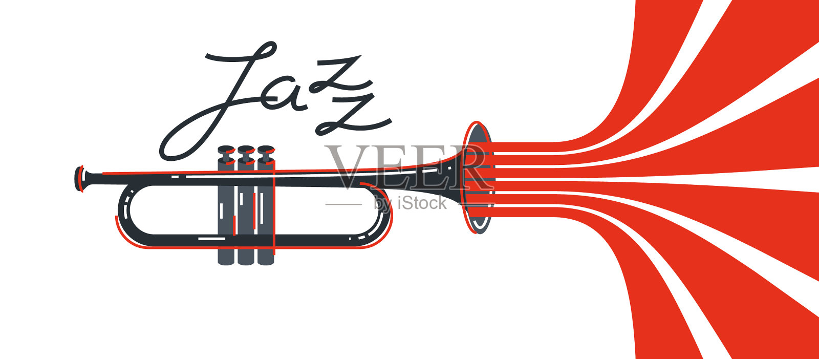 爵士音乐会徽或会徽扁平风格孤立设计元素图片