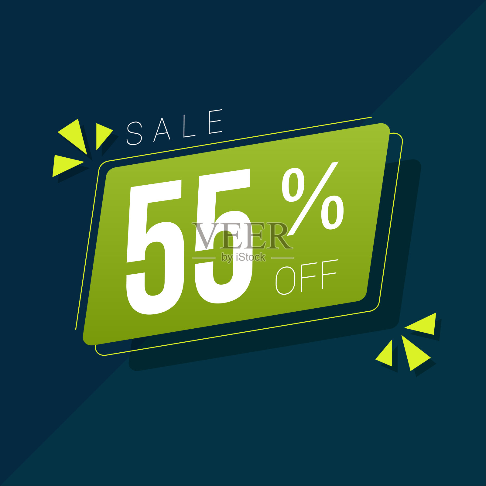 打55%。绿色矩形形状打五五折。出售环保标签设计元素图片
