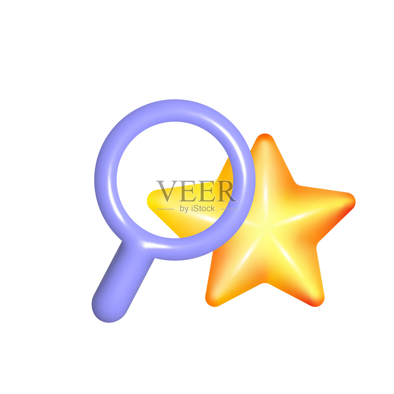 3d搜索星形放大镜选择插画图片素材