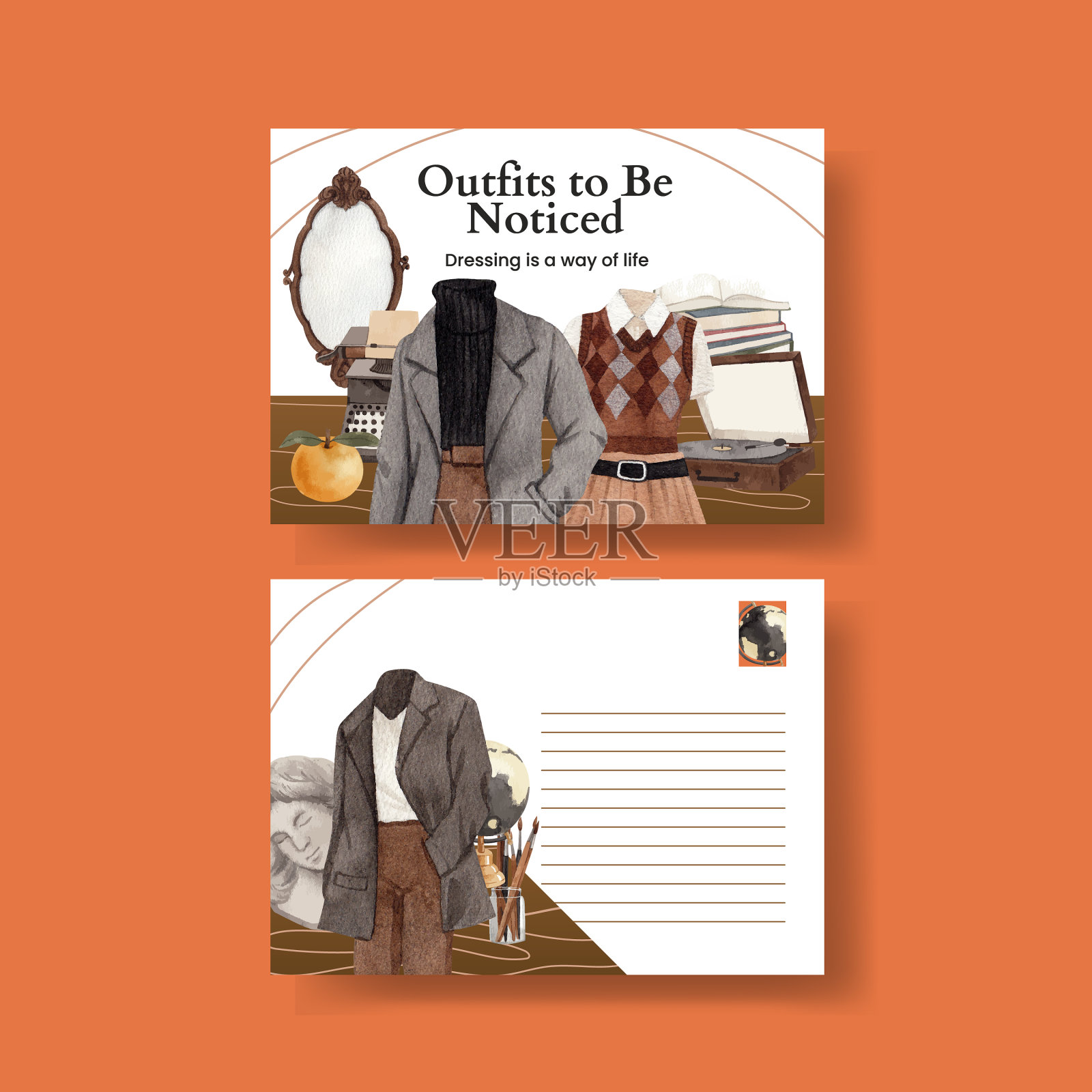 autumn-animals明信片06插画图片素材