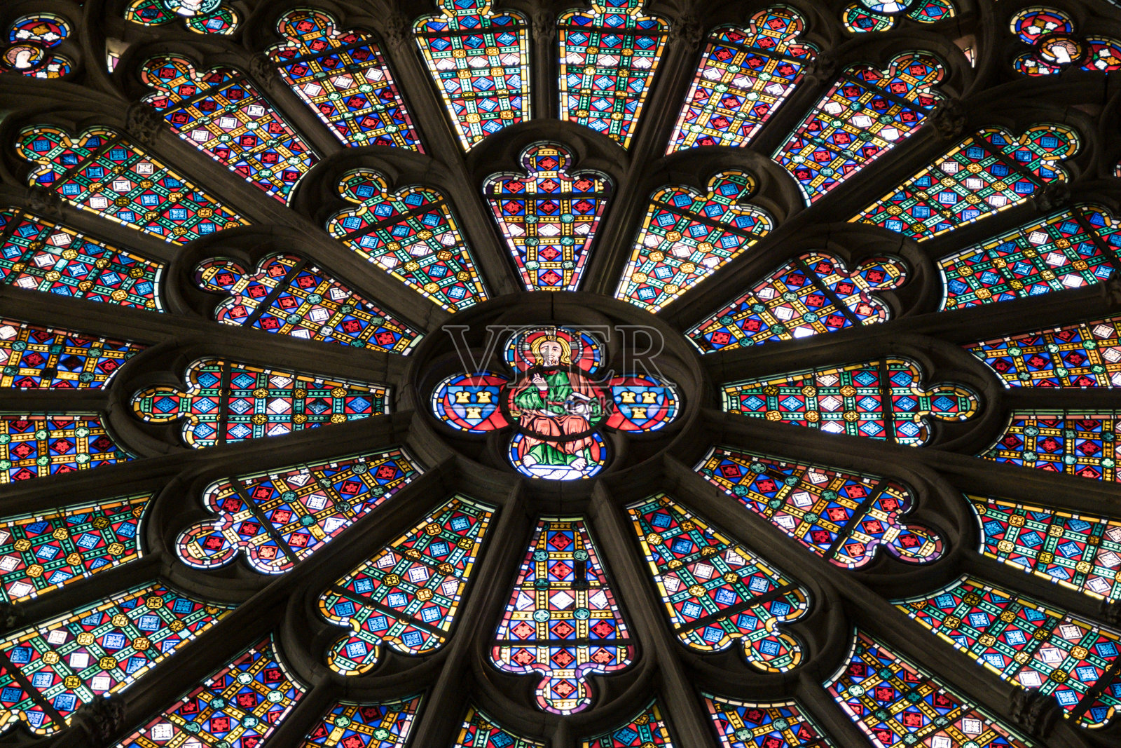 彩色玻璃-玫瑰窗照片摄影图片