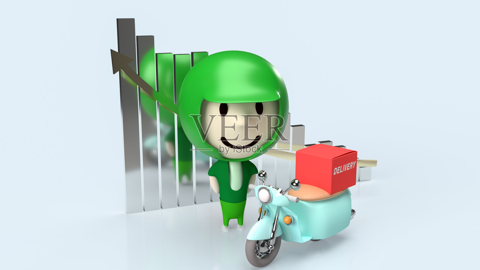 司机和自行车的送货或运输概念3d渲染照片摄影图片