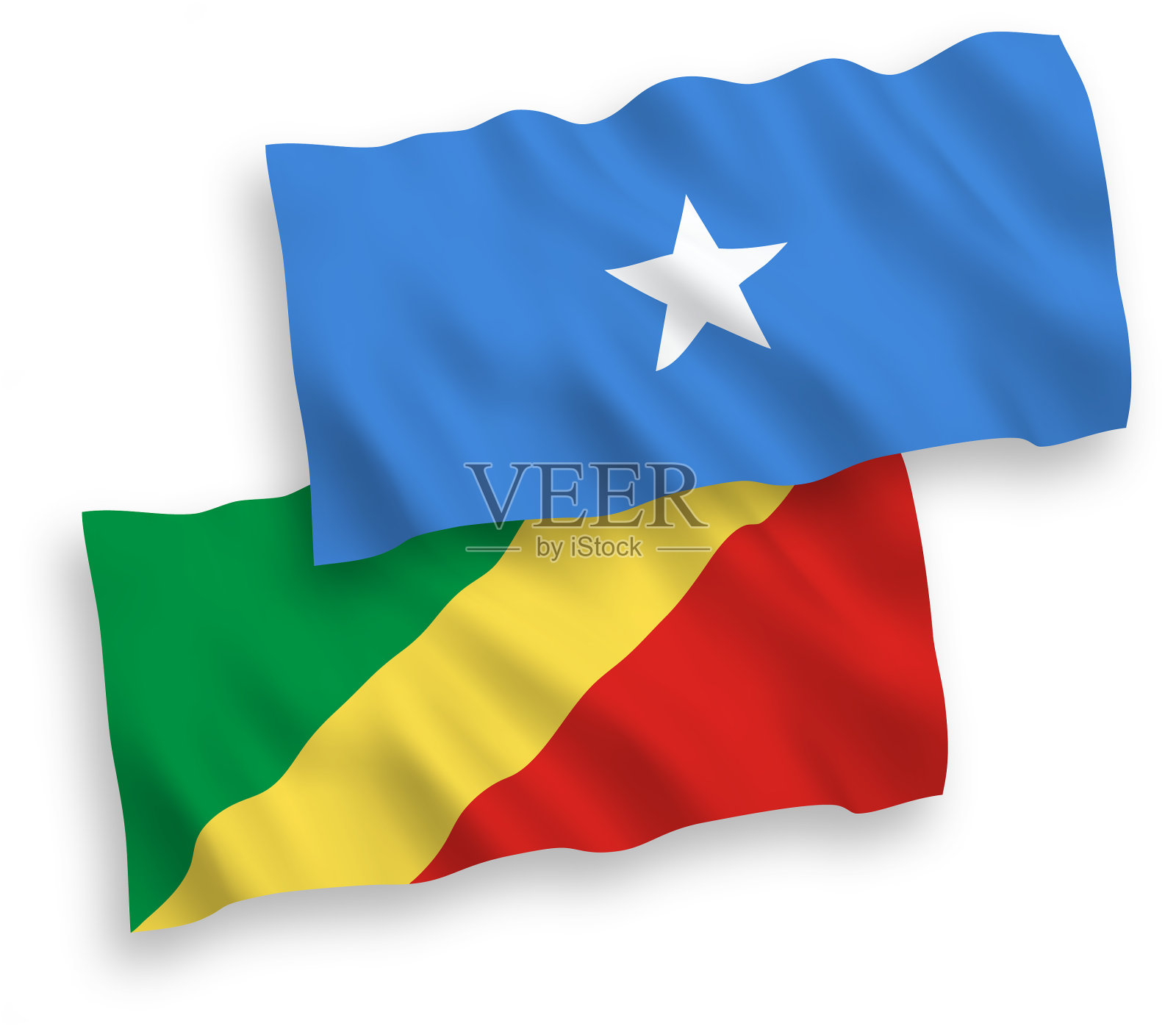 悬挂着刚果共和国和索马里的国旗设计元素图片