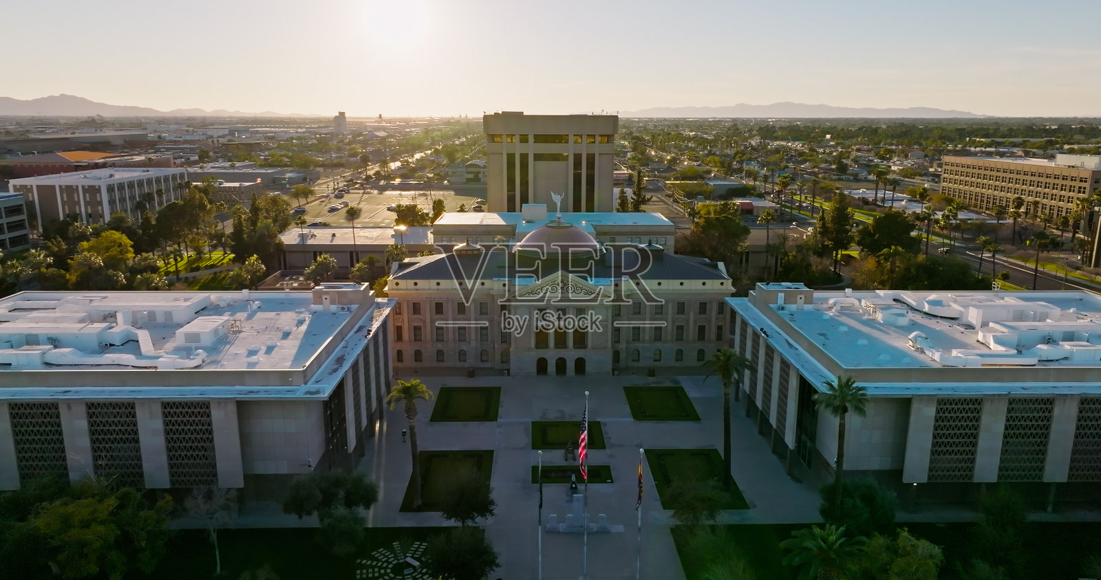 亚利桑那州凤凰城老州议会大厦航拍照片摄影图片