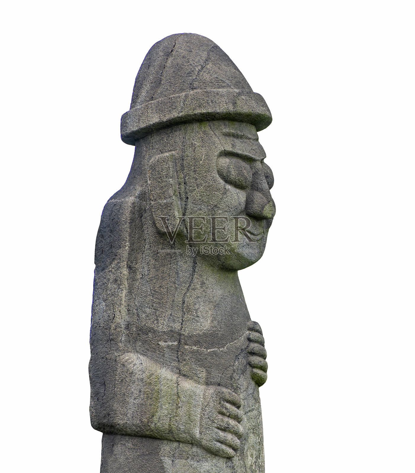 韩国济州岛的石头下流坊,孤立在白色背景下照片摄影图片