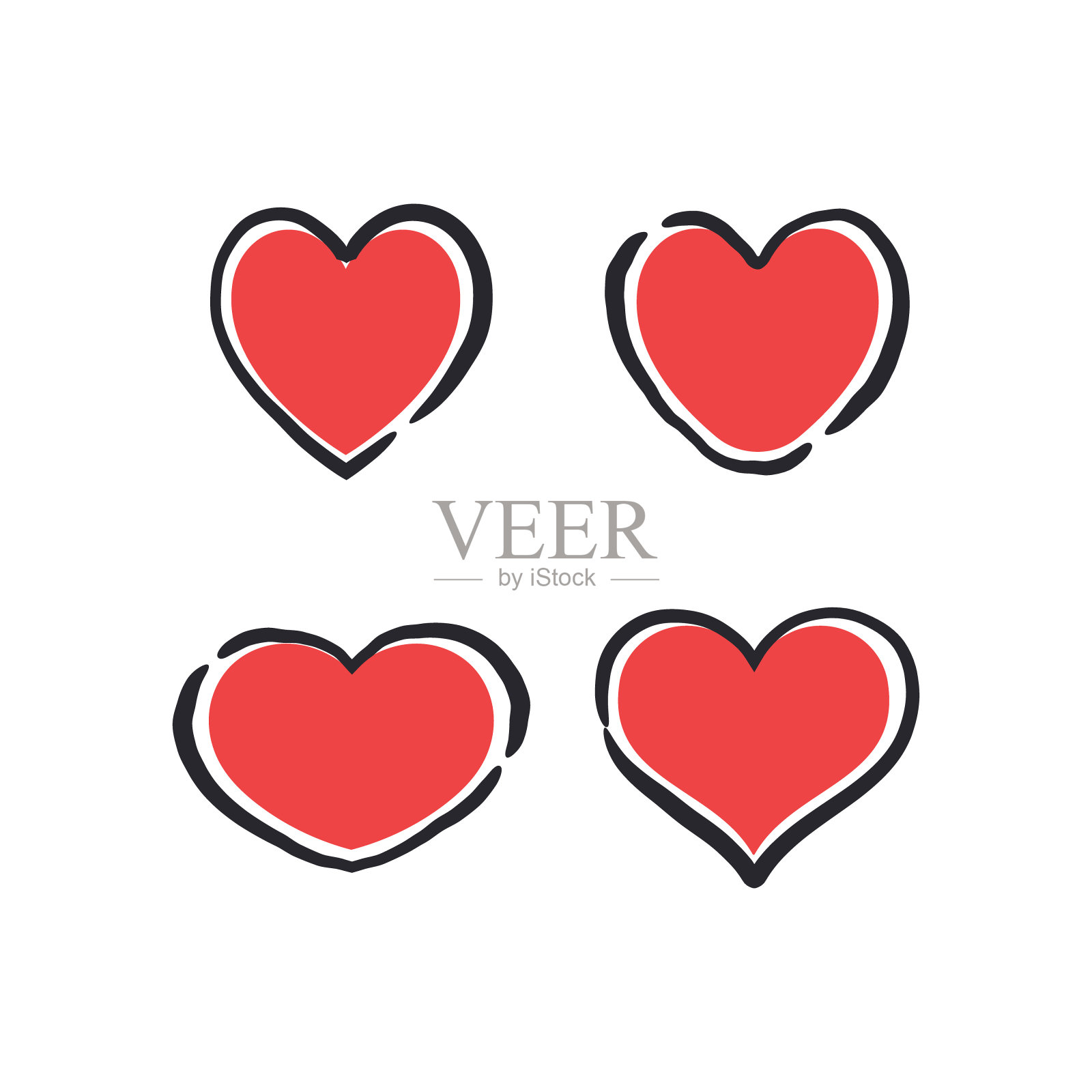 心形涂鸦插图。插画图片素材