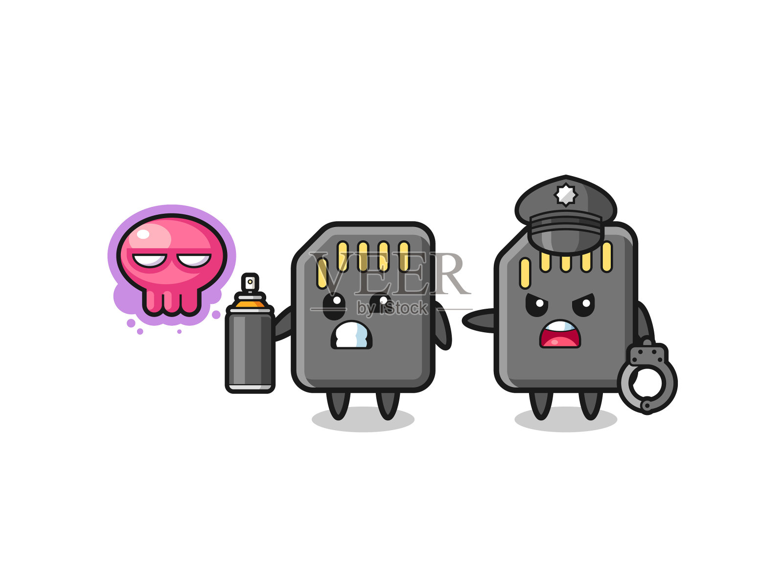 内存卡卡通搞破坏,被设计元素图片