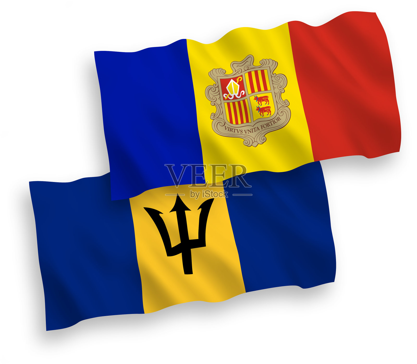 国旗上有巴巴多斯和安道尔的白旗设计元素图片