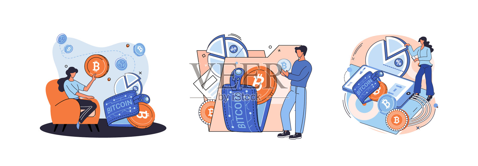 加密货币比特币挖矿比喻区块链插画图片素材