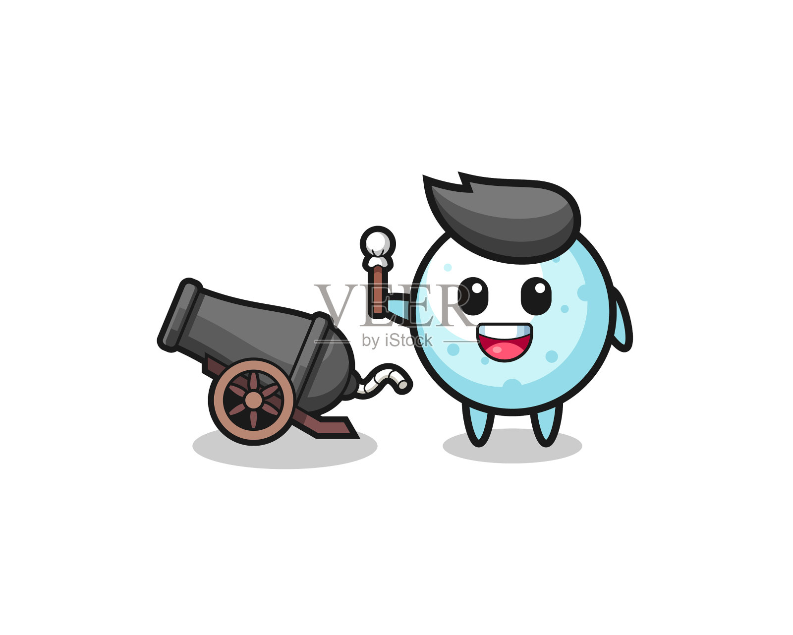 可爱的雪球射击使用大炮设计元素图片