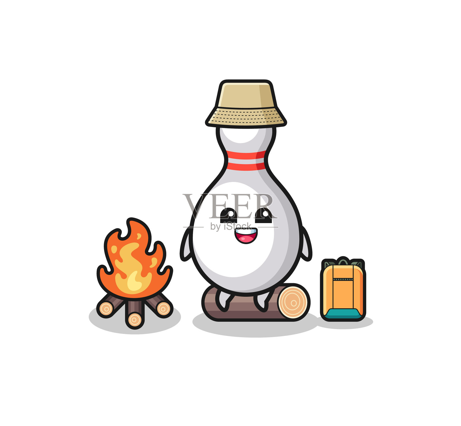 保龄球瓶露营漫画设计元素图片