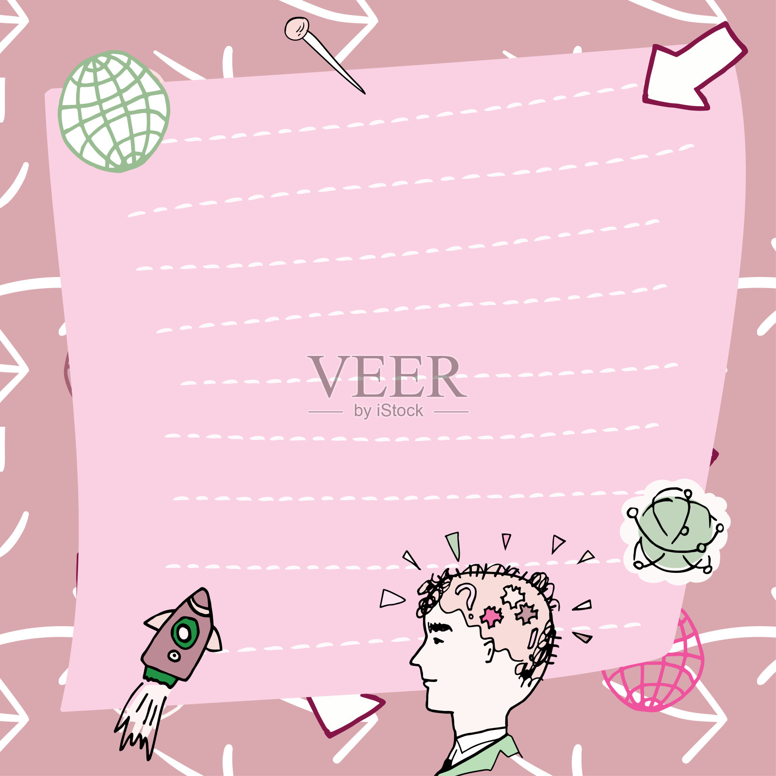 人思考新的创造性的想法提出了笔记。男孩推理写在Pad上的重要信息。商人在记事本上展示重要公告。插画图片素材