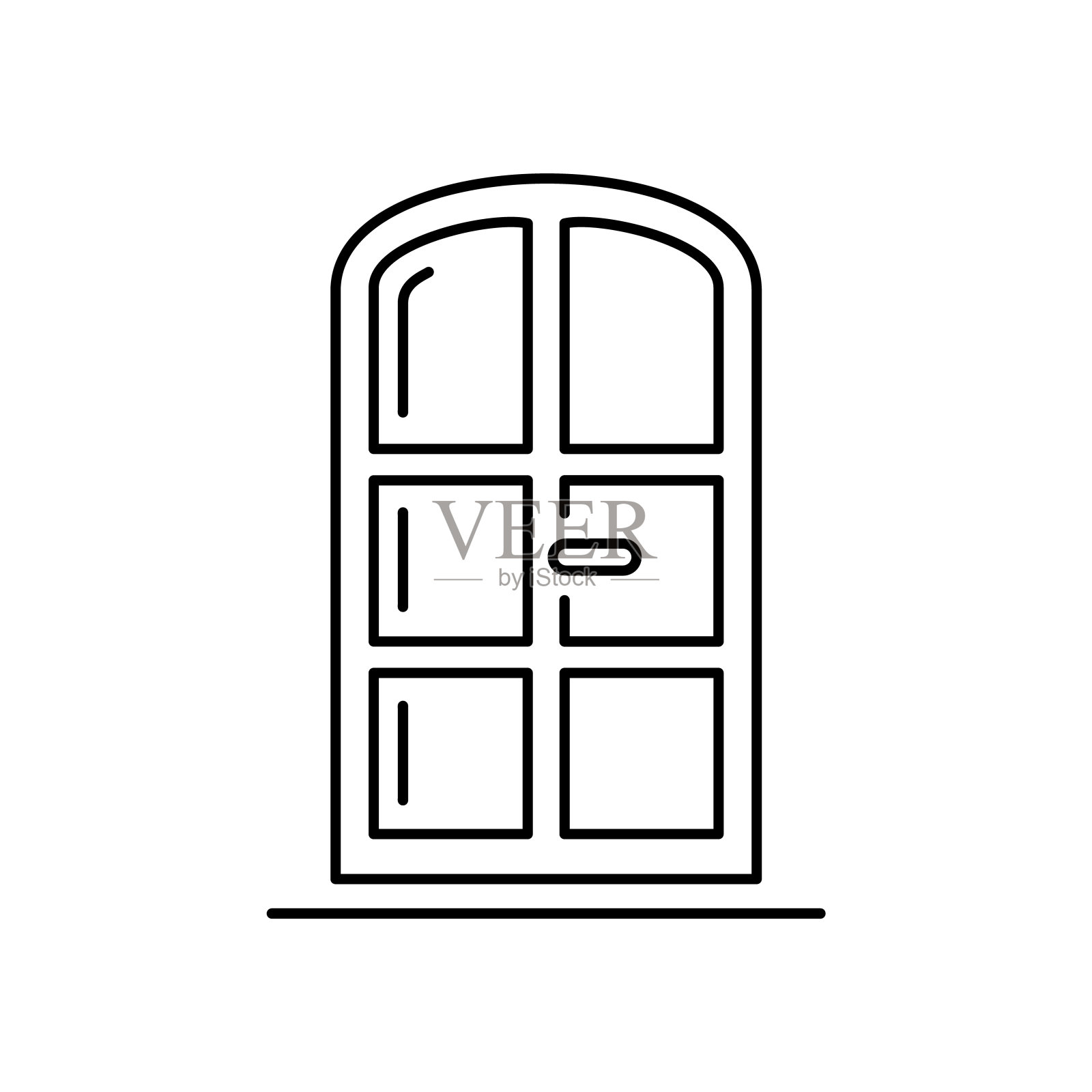 圆形窗口图标,线性风格。矢量结构元素。插画图片素材