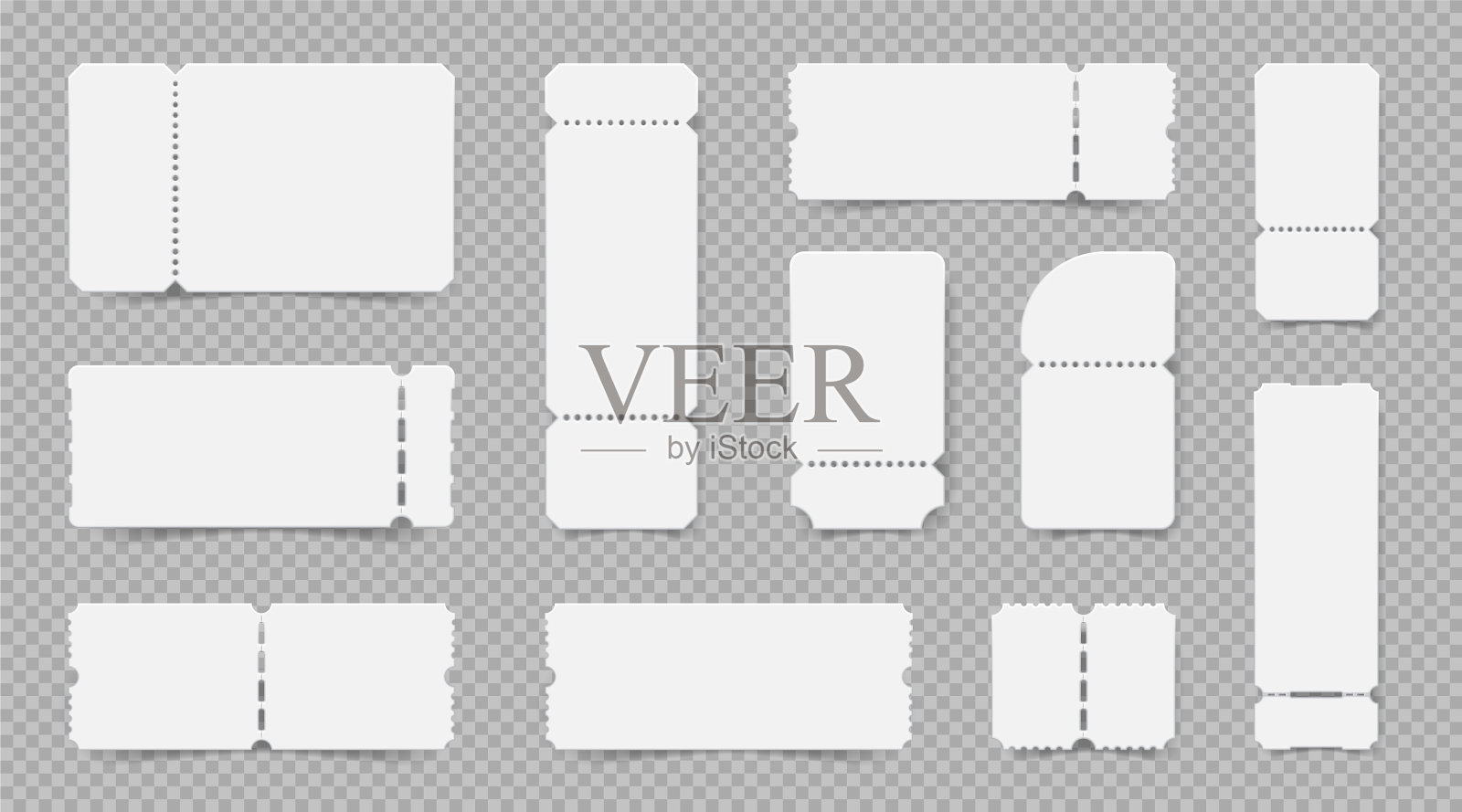 现实的空票设置图标素材