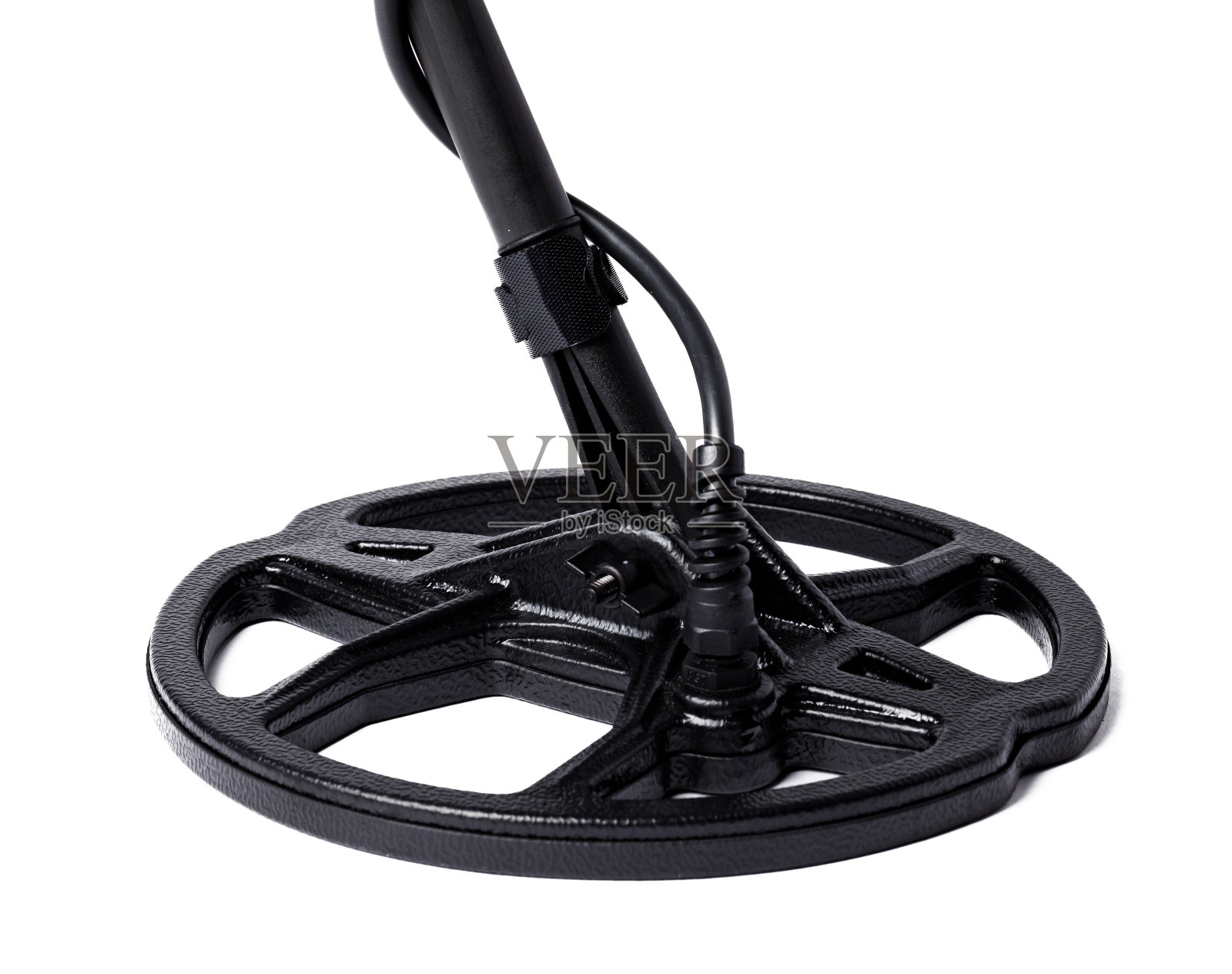 金属探测器部分隔离在白色背景上照片摄影图片