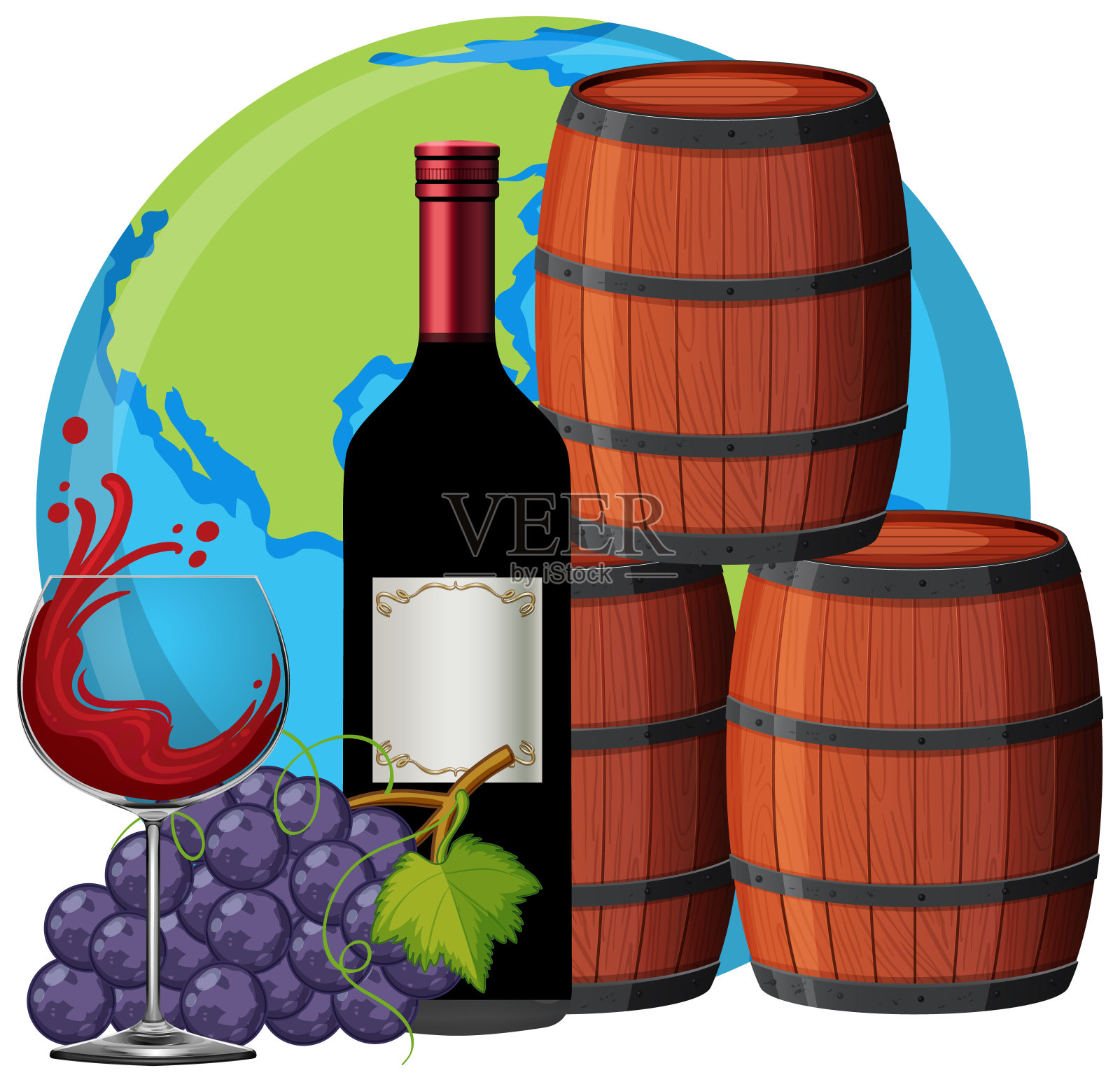 喝红酒的概念向量插画图片素材