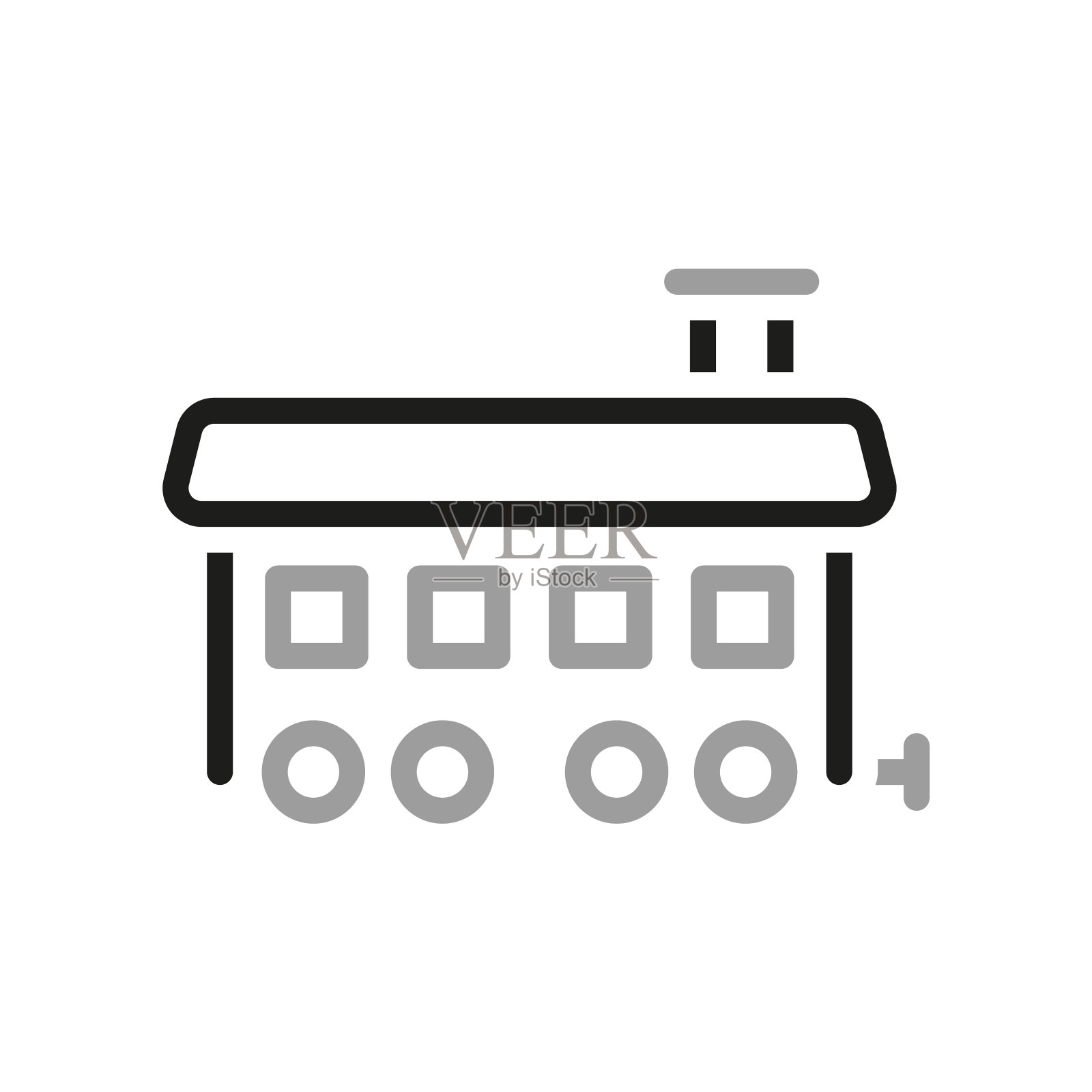 简单的运输相关矢量线图标。简单的运输相关矢量线图标。包含铁路车厢等图标。矢量插图。插画图片素材