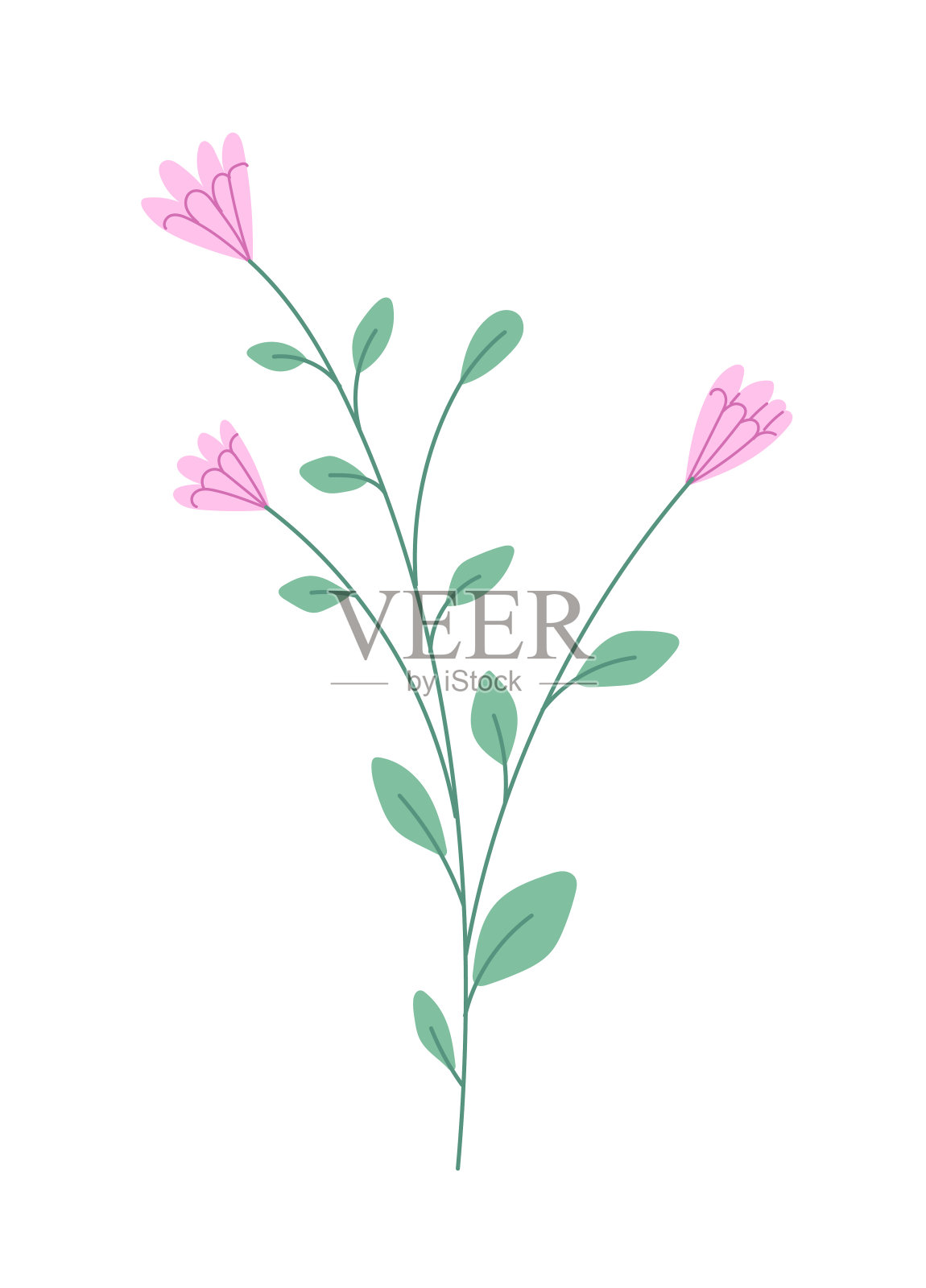 花与盛开的芽向量。设计元素图片