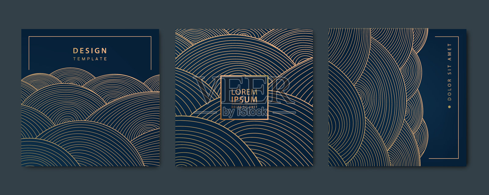 一套抽象豪华黄金方卡插画图片素材