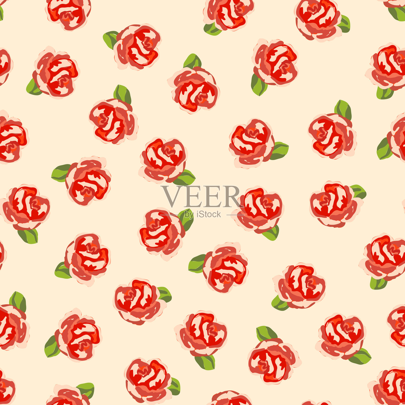 春天因红玫瑰而五彩缤纷插画图片素材