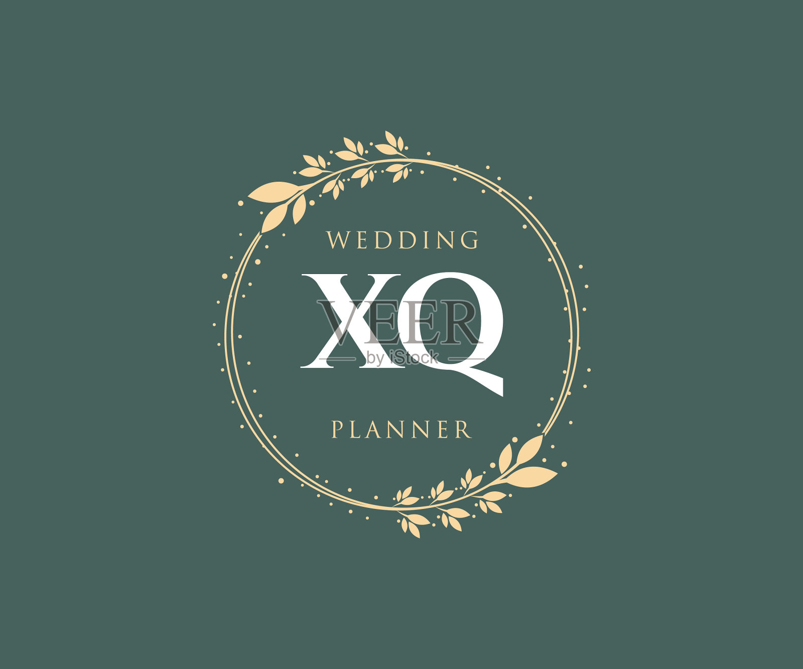 Xq首字母字母婚礼徽标插画图片素材