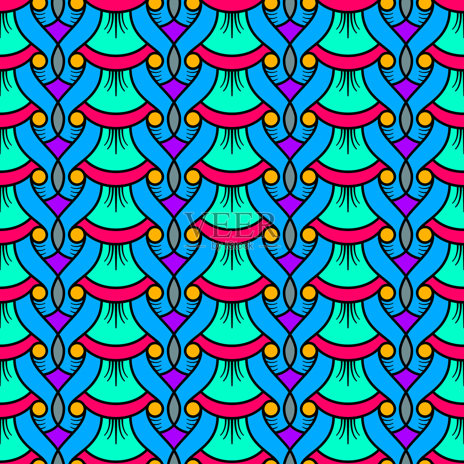 抽象多色无缝图案绚丽多彩插画图片素材