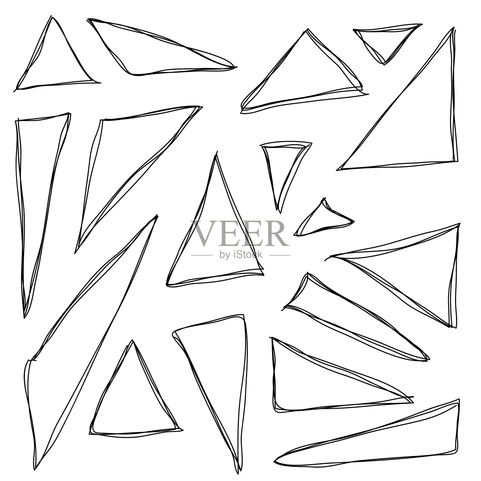 三角形手绘形状涂鸦风格插画图片素材