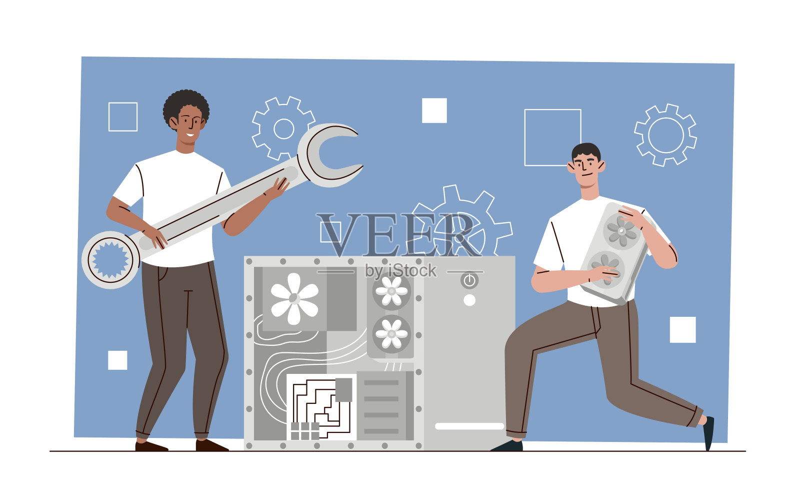 电脑维修的概念插画图片素材