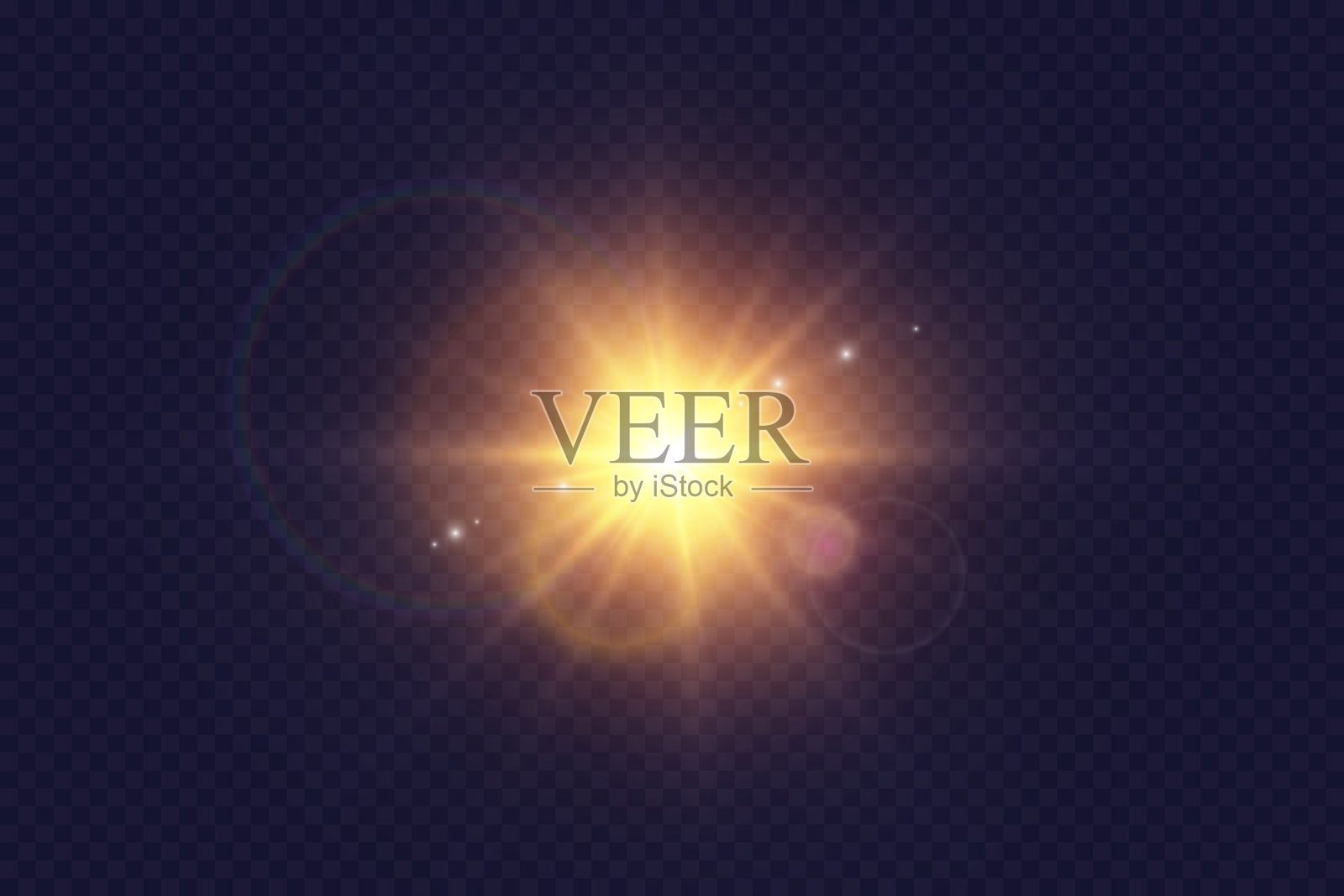 向量。阳光。特殊镜头光晕效果。光的效果。明亮的太阳。插画图片素材