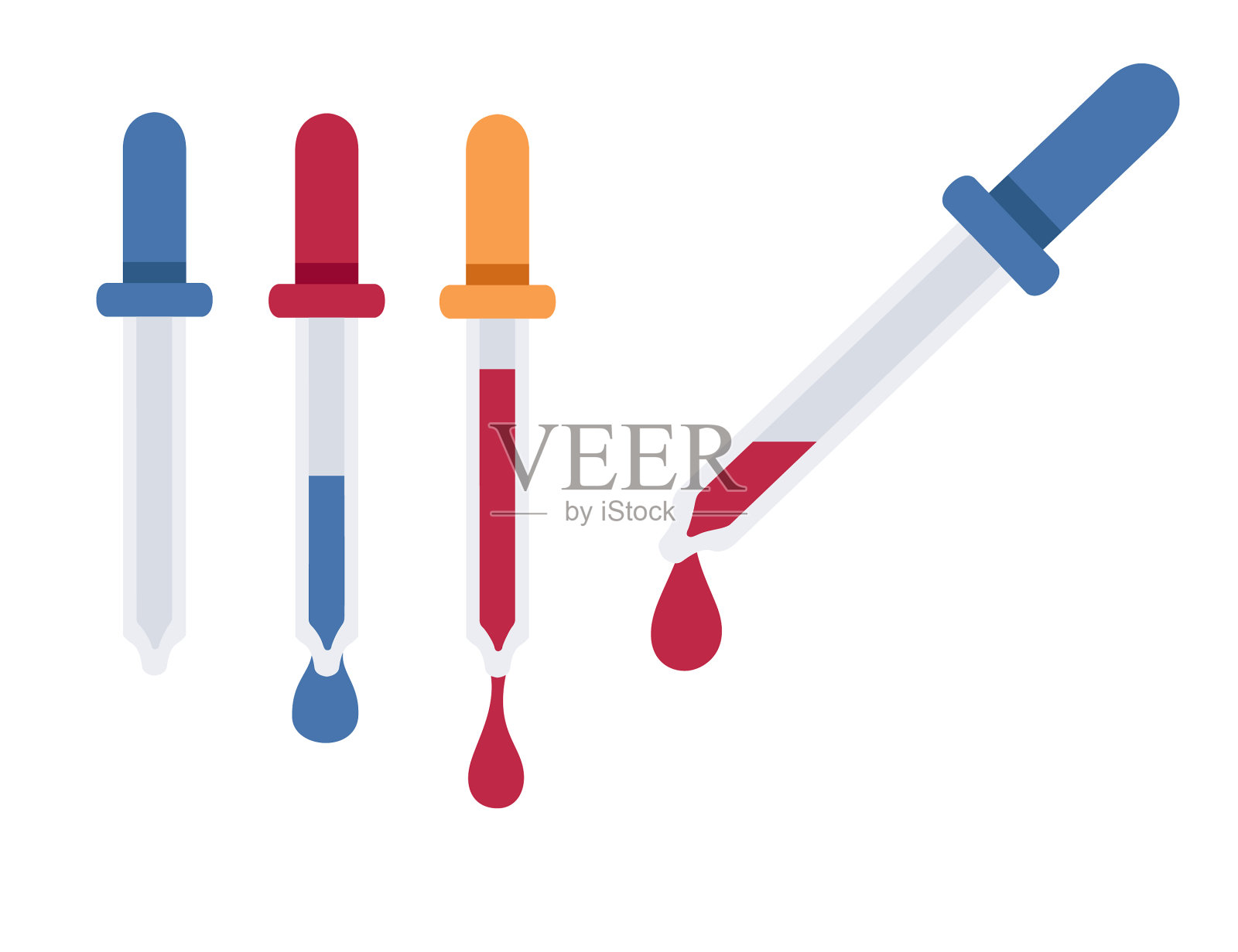 带液滴的移液器和空的医用吸管插画图片素材