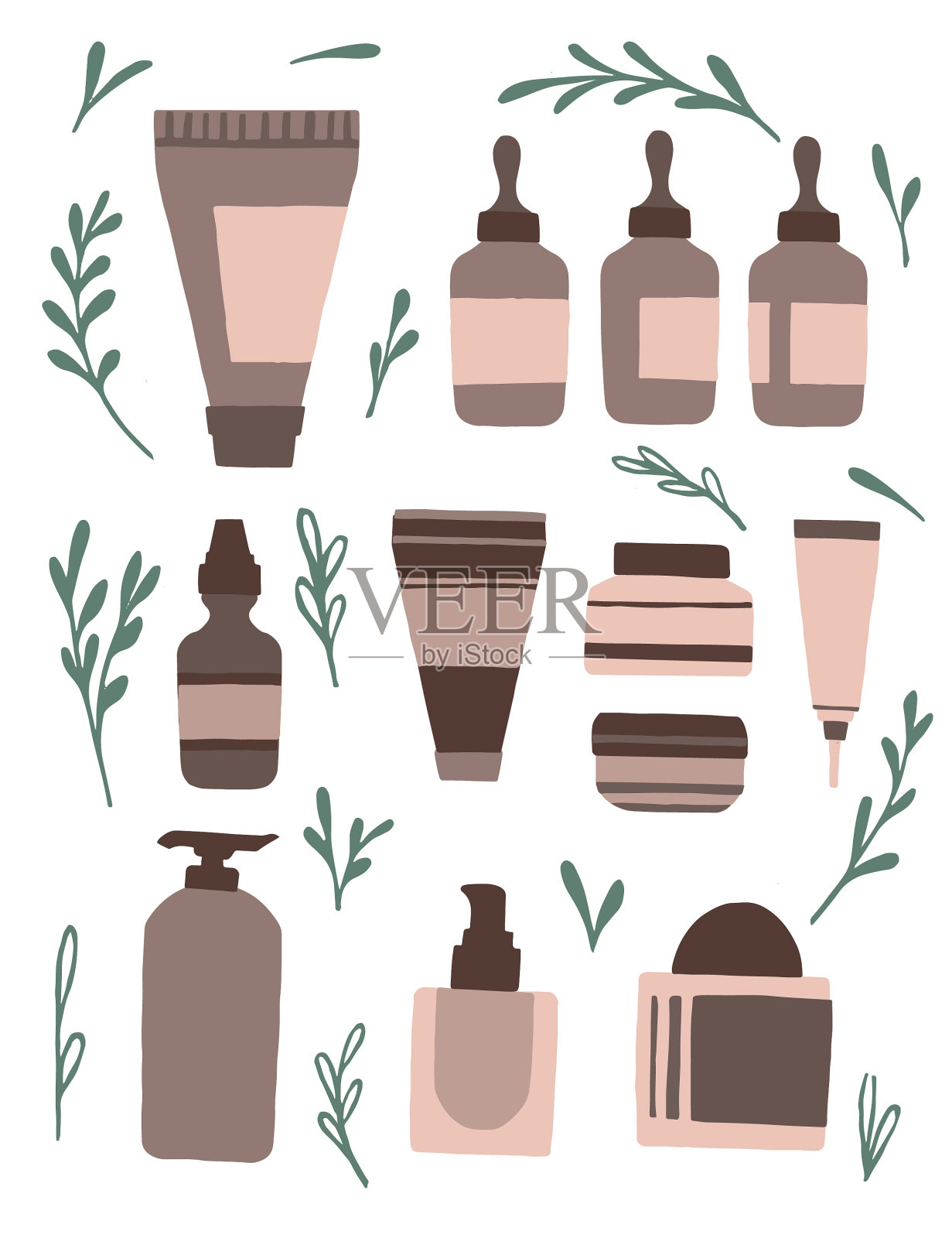 收藏icon天然有机化妆品中插画图片素材