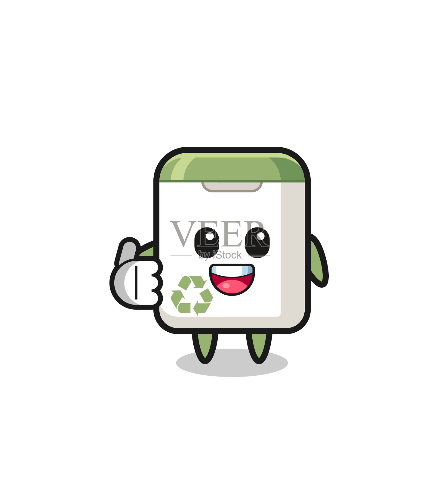 垃圾桶吉祥物竖起大拇指的手势设计元素图片